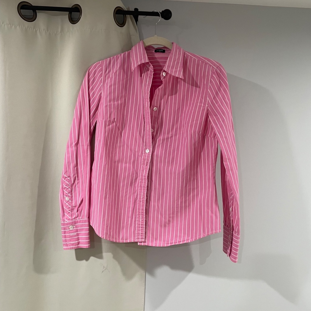J. Crew Pink and White Striped Blouse
